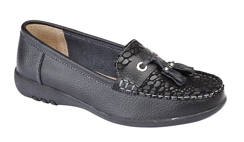Boulevard L5012A Womens Wide Fit Apron Tassle Casual Shoe - Shuzes