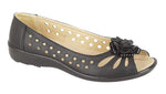 Boulevard L515A Womens Punched Open Toe Flower Casual - Shuzes