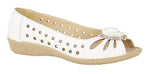 Boulevard L515G Womens Punched Open Toe Flower Casual - Shuzes
