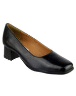 Amblers Walford Ladies Wide Fit Low Block Heel Court Shoes - Shoe Store Direct