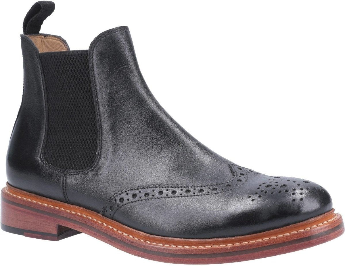 Cotswold Siddington Mens Leather Chelsea Brogue Boots - Shoe Store Direct