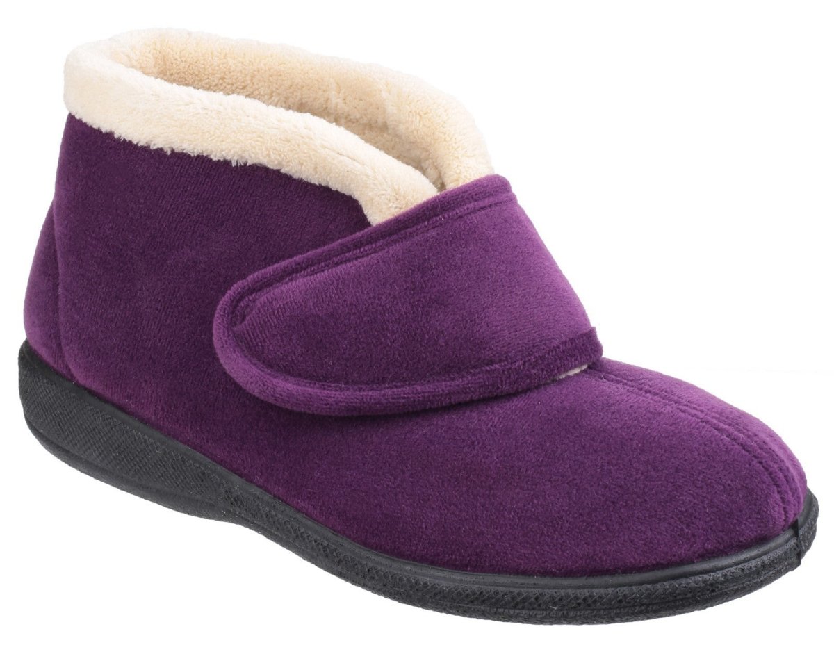Fleet & Foster Levitt Touch Fastening Ladies Bootie Slippers - Shoe Store Direct