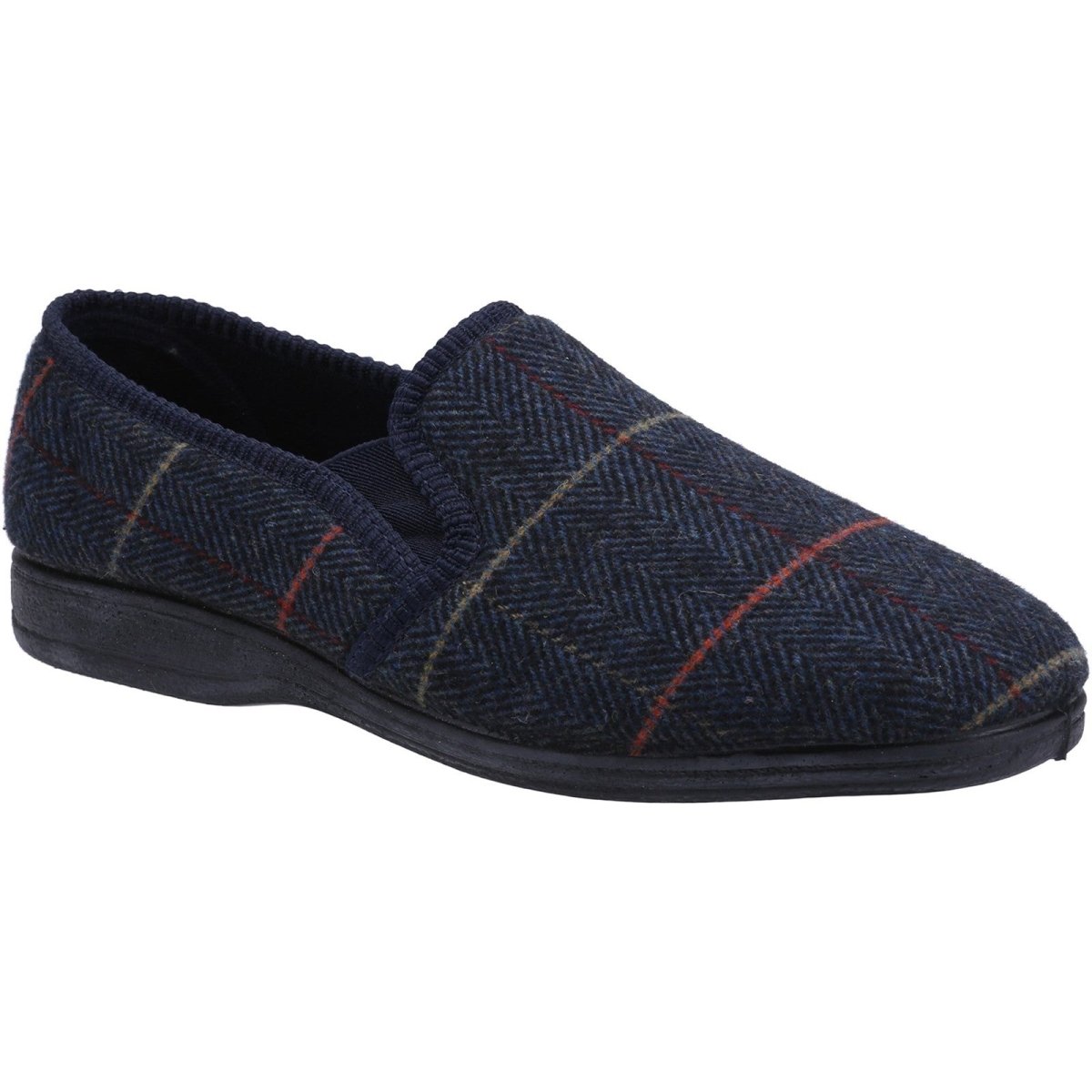Fleet & Foster Mitchell Chequered Mens Classic Slippers - Shoe Store Direct