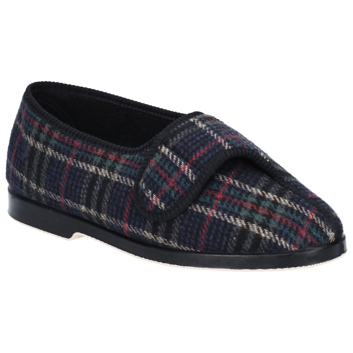 GBS Bill Mens Warm British Tartan Print Touch Fastening Slippers - Shoe Store Direct