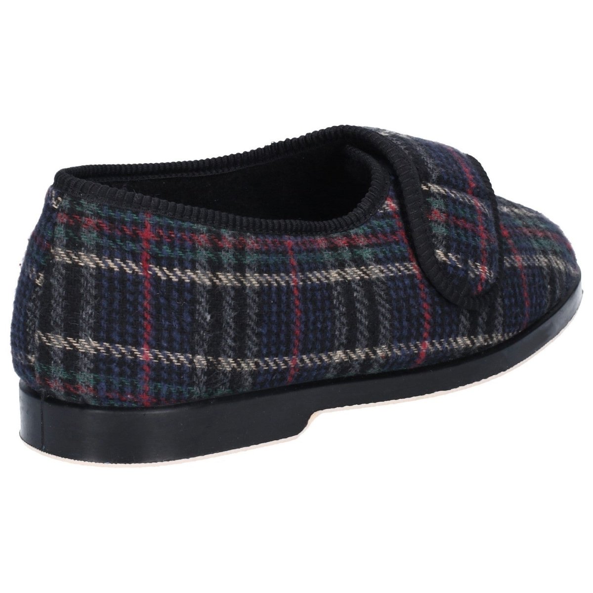 GBS Bill Mens Warm British Tartan Print Touch Fastening Slippers - Shoe Store Direct