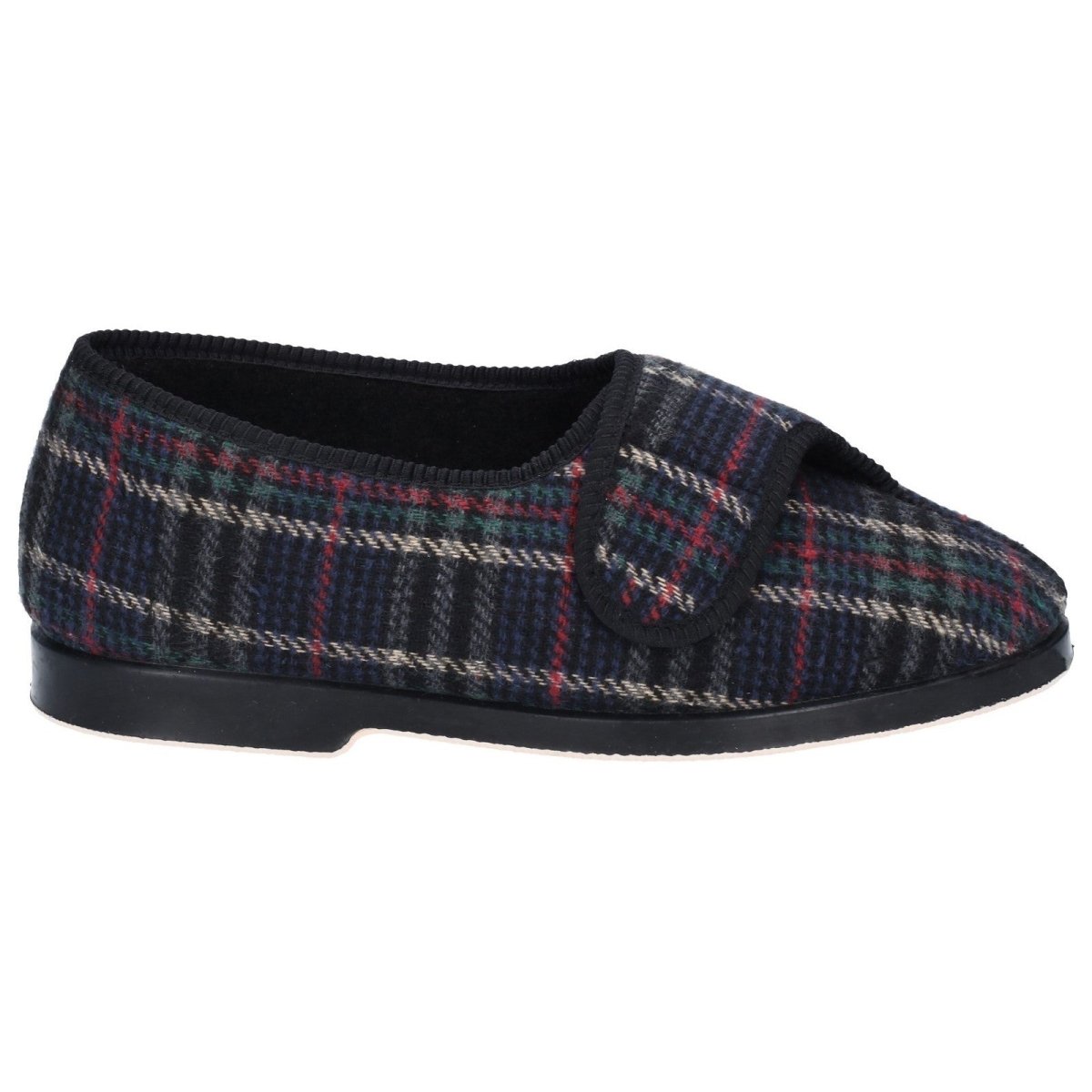 GBS Bill Mens Warm British Tartan Print Touch Fastening Slippers - Shoe Store Direct