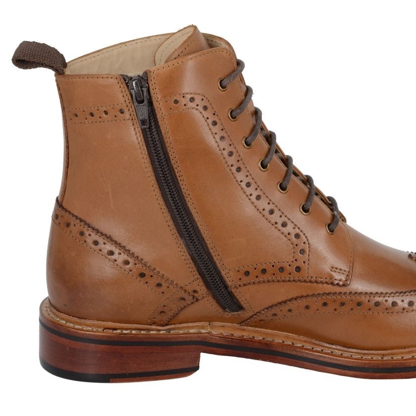 Woodland M528BT Mens Brogue Zip Ankle Boots - Shoe Store Direct