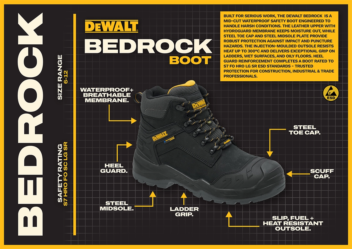 DeWalt Bedrock S7 Waterproof Wide Fit ESD Safety Boots