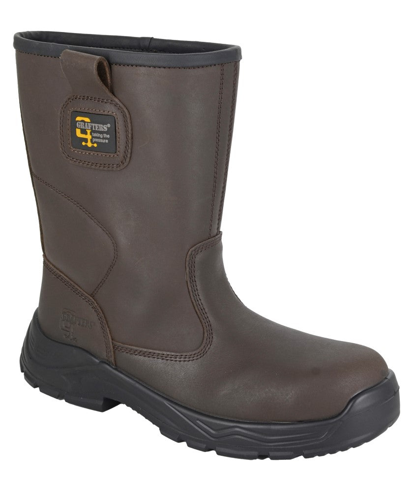 Grafters Brown Mens Safety Rigger Boots Leather Waterproof Steel Toe #M560B