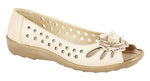 Boulevard L515BE Womens Punched Open Toe Flower Casual - Shuzes