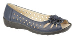 Boulevard L515C Womens Punched Open Toe Flower Casual - Shuzes