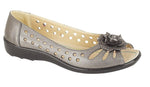 Boulevard L515FS Womens Punched Open Toe Flower Casual - Shuzes