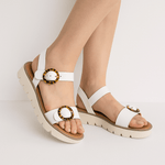 Cipriata L282GG Womens White Wedge Sandals - Shuzes