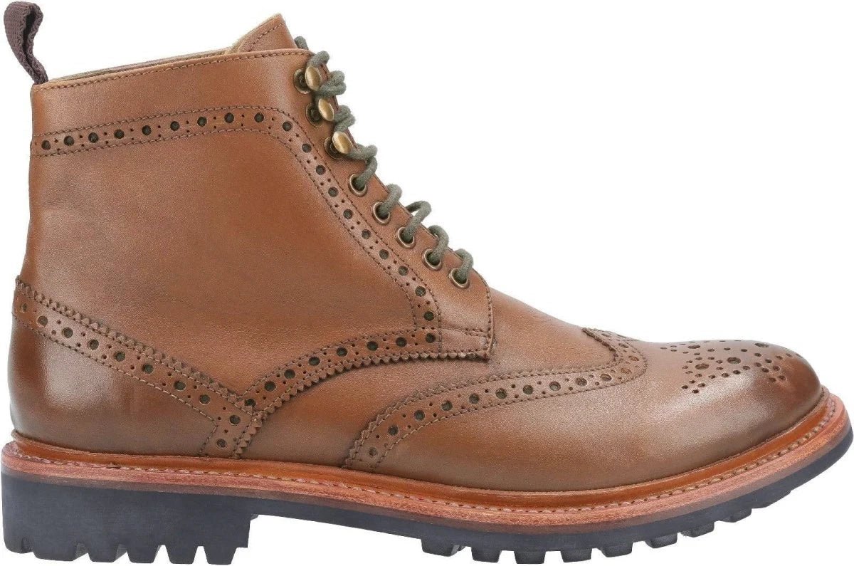 Cotswold Rissington Commando Mens Leather Brogue Boots - Shuzes