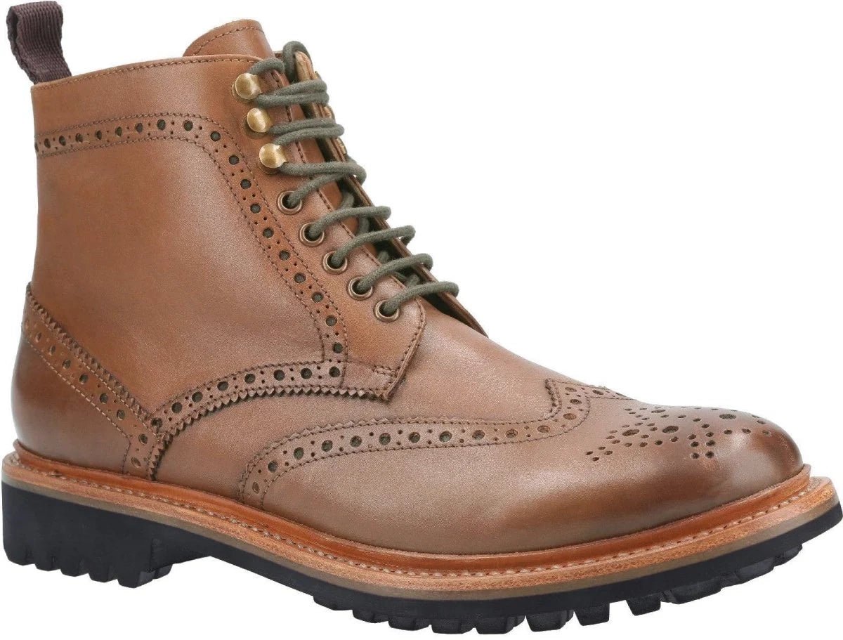 Cotswold Rissington Commando Mens Leather Brogue Boots - Shuzes