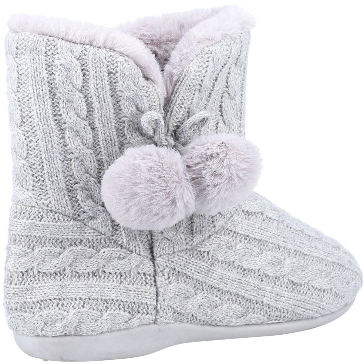 Fleet & Foster Apple Knitted Pom Poms Ladies Bootie Slippers - Shoe Store Direct