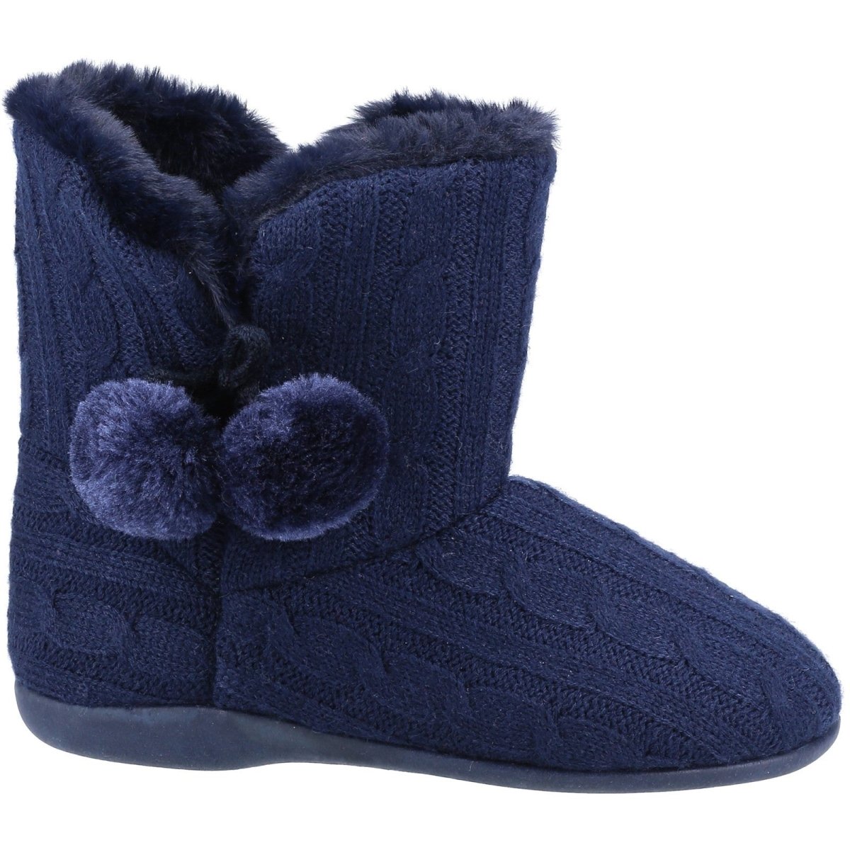 Fleet & Foster Apple Knitted Pom Poms Ladies Bootie Slippers - Shoe Store Direct