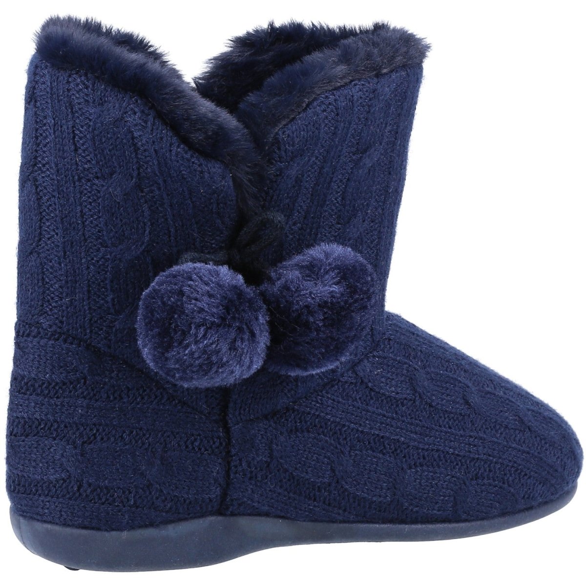 Fleet & Foster Apple Knitted Pom Poms Ladies Bootie Slippers - Shoe Store Direct