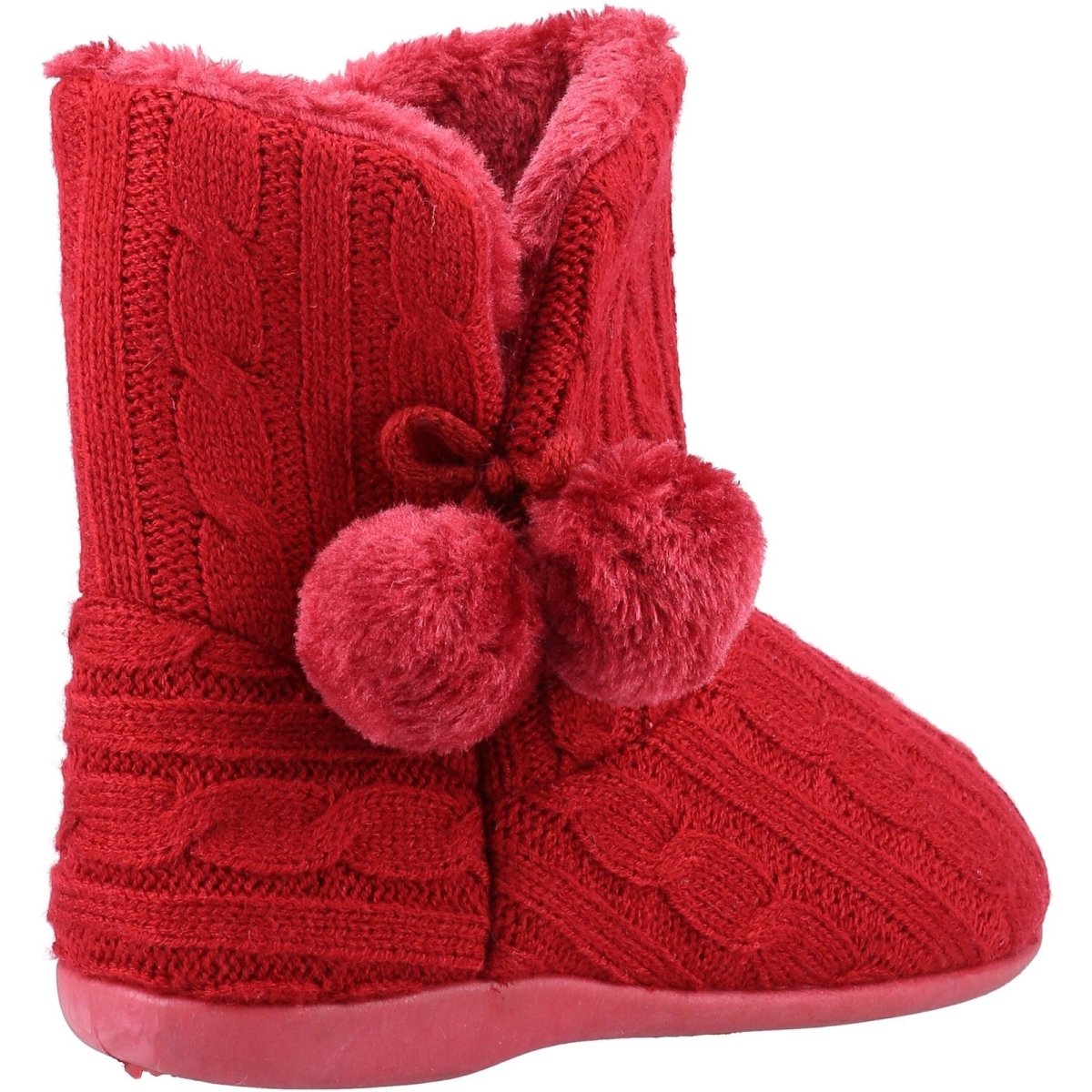 Fleet & Foster Apple Knitted Pom Poms Ladies Bootie Slippers - Shoe Store Direct