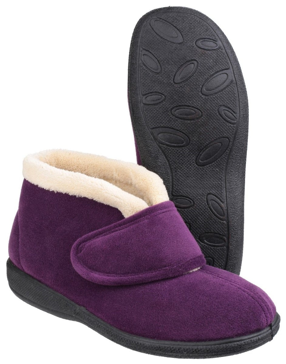 Fleet & Foster Levitt Touch Fastening Ladies Bootie Slippers - Shoe Store Direct