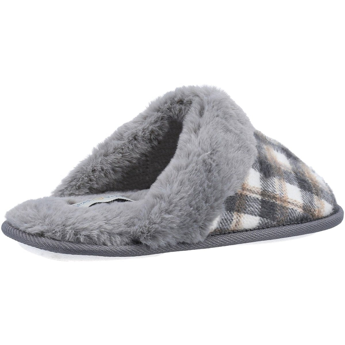 Fleet & Foster Neath Chequered Warm Ladies Mule Slippers - Shoe Store Direct