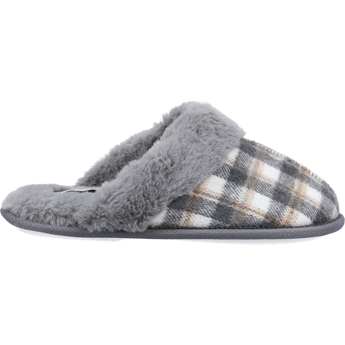 Fleet & Foster Neath Chequered Warm Ladies Mule Slippers - Shoe Store Direct