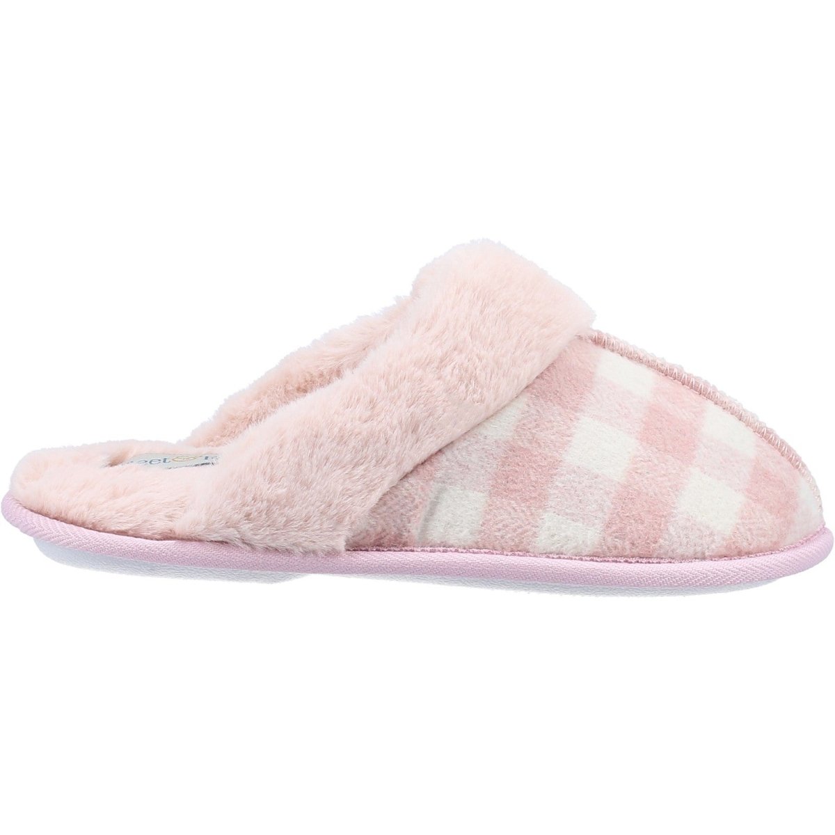 Fleet & Foster Neath Chequered Warm Ladies Mule Slippers - Shoe Store Direct