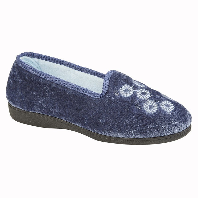 Sleepers LS309C Womens Embroidered Slipper - Shoe Store Direct