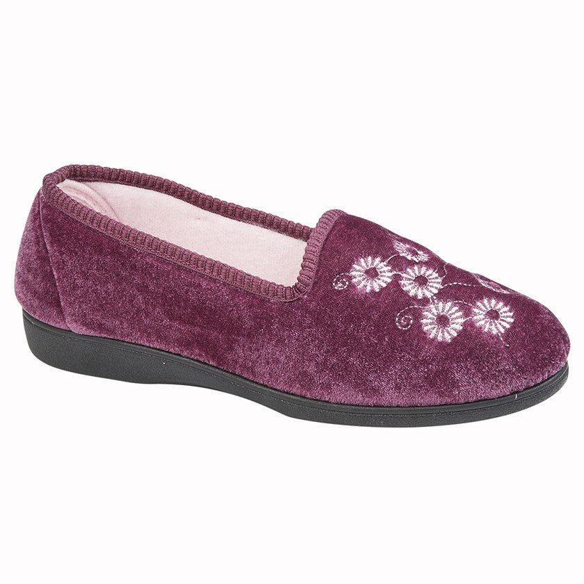 Sleepers LS309M Womens Embroidered Slipper - Shoe Store Direct