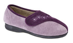 Sleepers LS352P Womens Touch Fastening Embroidered Slipper - Shoe Store Direct